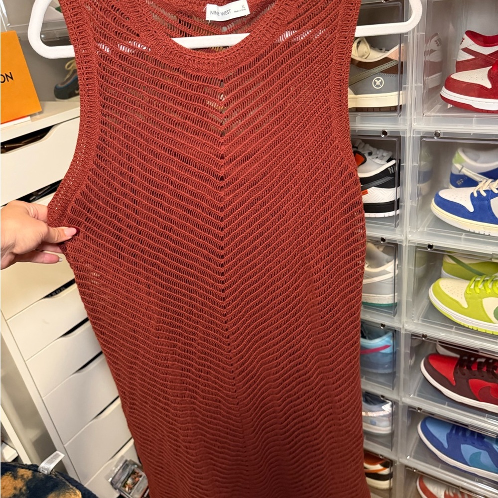 NINE WEST Knit Sleeveless Dress in Rust